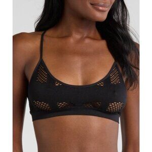 Hauty Shadow Play Bralette Bra Fishnet Wire Free Womens OS One Size Black New